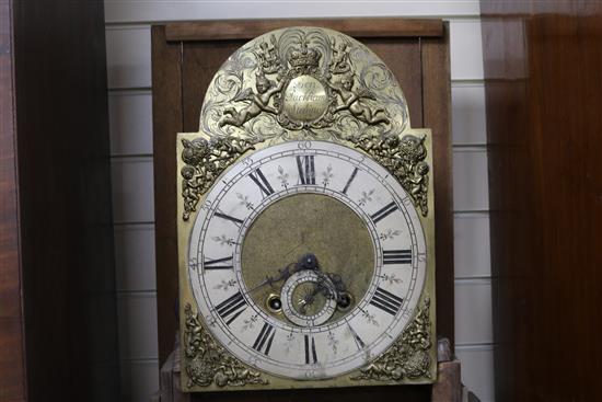 An 18th century black and gold lacquer eight day longcase clock, H.200cm